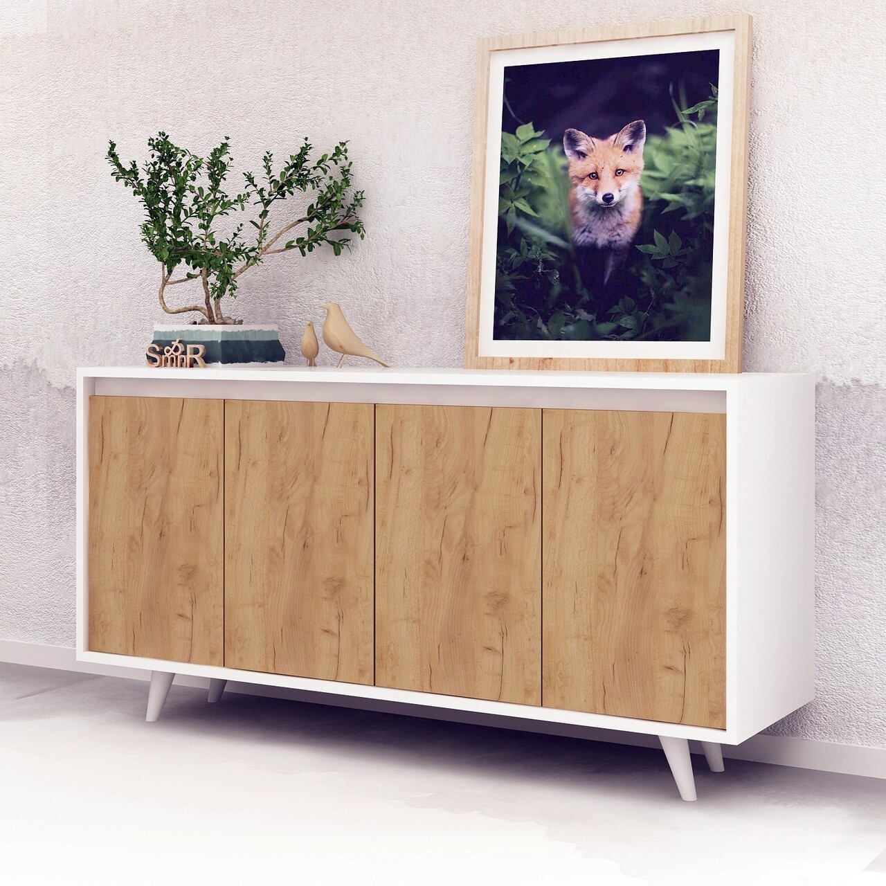 Bufet inferior Nossa, Mod Design, 140x40x86 cm, natural/alb - imagine 5